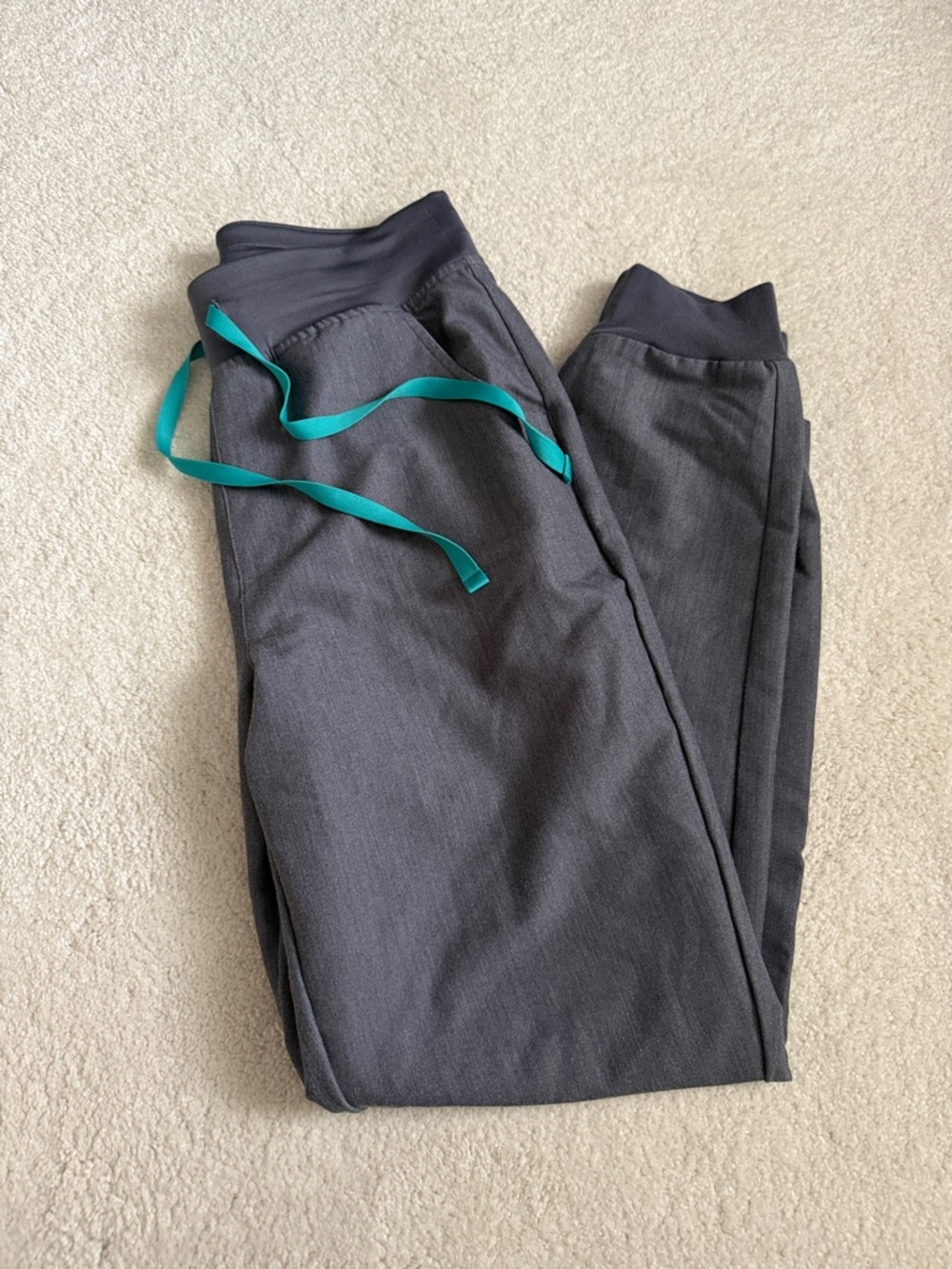 Figs Women’s Charcoal Jogger Pants with Teal Drawstring